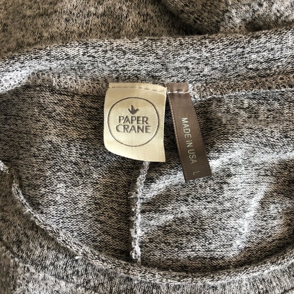 PAPER CRANE Grey Long Sleeve Raw Edge Tunic - Picture 6 of 6